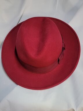 isotoner Men's Wide-Brim Fedora Hat - Wine Red
